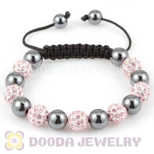 handmade Style TresorBeads Bracelets with pink Crystal Ball and Hematite