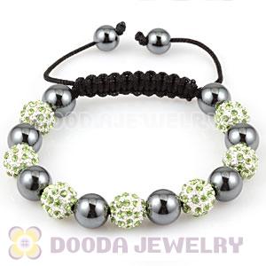 handmade Style TresorBeads Bracelets with green Crystal Ball and Hematite
