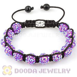  Fashion handmade Inspired Bracelets with purple plastic Crystal beads and Faceted Black ABS beads 