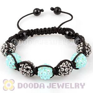 handmade style Bracelets with Faceted Black ABS and green-black crystal plastic Beads