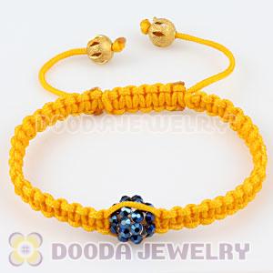 Fahion handmade handmade Inspired yellow Macrame Bracelets with dark blue Crystal plastic beads 