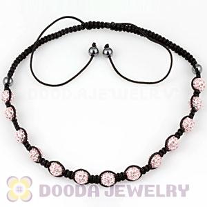 Fashion handmade necklace with pink Crystal alloy beads and Hematite beads