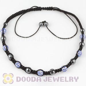 Handmade necklaces with blue Crystal alloy beads and Hematite beads