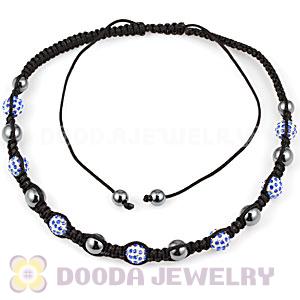 Handmade necklaces with blue Crystal alloy beads and Hematite beads