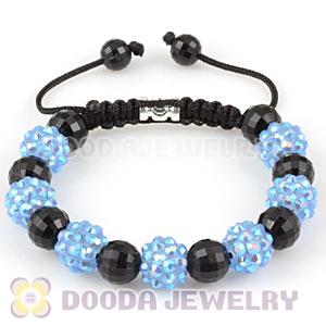 handmade style Bracelets with Faceted Black ABS and blue crystal plastic Beads