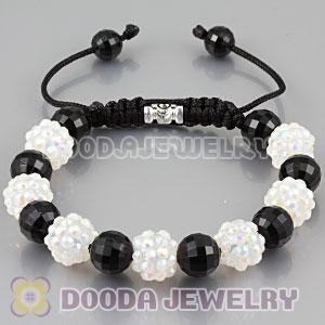 2011 latest handmade style Bracelets with Faceted Black ABS and translucent crystal plastic Beads