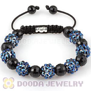 2011 latest handmade style Bracelets with Faceted Black ABS and Ink blue crystal plastic Beads