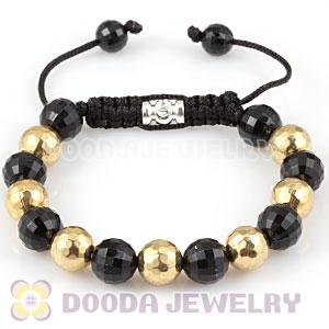 2011 latest handmade style Bracelets with Faceted Black ABS Beads and Brass 