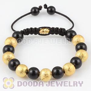 handmade Style Bracelet with gold plated copper and Black ABS plastic bead