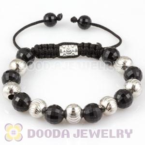 2011 Handmade Bracelet with silver plated whorl copper and Black Faceted ABS plastic beads