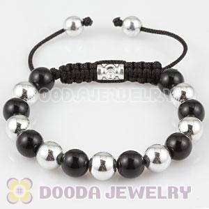 2011 Fashion handmade handmade Style Bracelet with silver and black ABS plastic beads