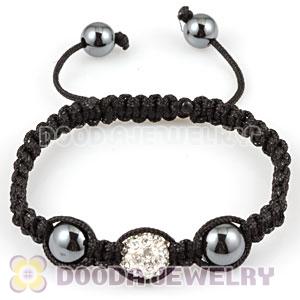 handmade Style TresorBeads Macrame Bracelet with clear Crystal Beads and Hematite