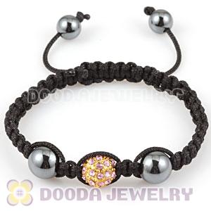 2011 Fashion handmade Style TresorBeads Macrame Bracelet with golden Rosy Crystal Bead and Hematite