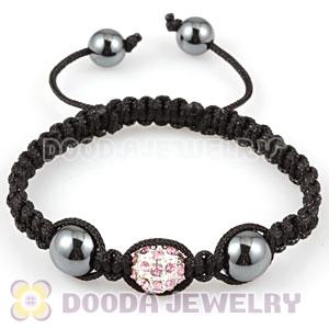 handmade Style TresorBeads Macrame Bracelet with pink Crystal Beads and Hematite