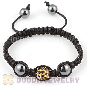 handmade Style TresorBeads Macrame Bracelet with Golden Beads black Crystal and Hematite