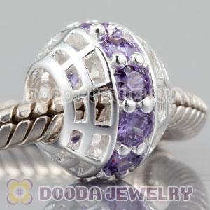 925 Sterling Silver charm Beads with Noble Amethyst  In a circle