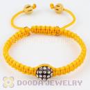 Fahion handmade handmade Inspired yellow Macrame Bracelets with grey pave Crystal plastic beads