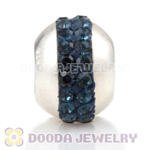 Authentic 925 Sterling Silver Beads with Blue Austrian crystal Inlaid