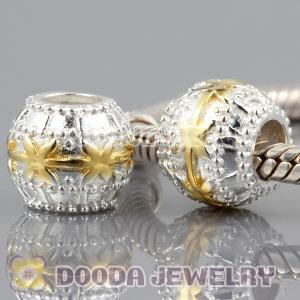 925 Sterling Silver Golden Flower Ribbon charm Beads