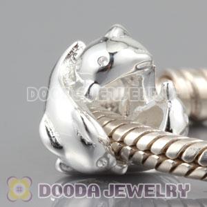 Shiny Sterling Silver 3 Playful Dolphins charm Beads
