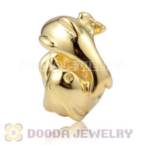 Gold plated Sterling Silver 3 Playful Dolphins charm Beads