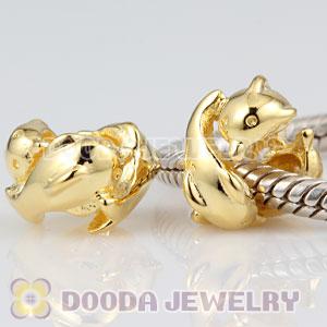Gold plated Sterling Silver 3 Playful Dolphins charm Beads