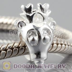 Shiny Sterling Silver Reindeer charm Beads