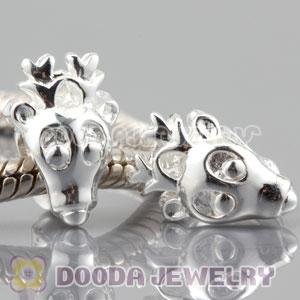 Shiny Sterling Silver Reindeer charm Beads