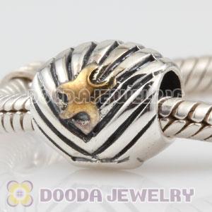 925 Sterling Silver Shell and Golden Starfish charm Beads European compatible