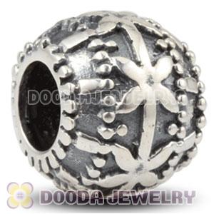 Antique 925 Sterling Silver Ribbon flower bed charm Beads