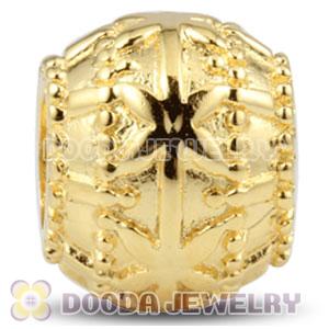 Gold plated Sterling Silver Ribbon flower bed charm Beads