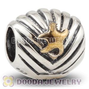 925 Sterling Silver Shell and Golden Starfish charm Beads European compatible