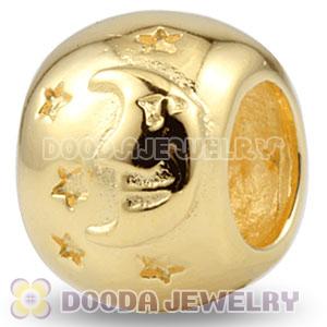 Gold plated Sterling Silver moon and star charm Beads European compatible