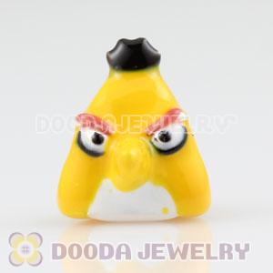 925 Sterling Silver Enamel Yellow anger bird Charm Bead