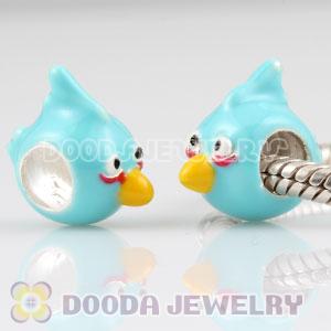925 Sterling Silver Enamel Cyan anger bird Charm Bead