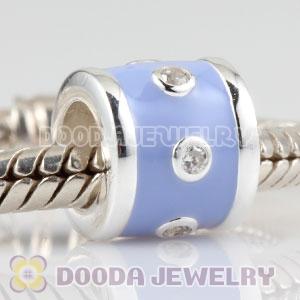 Sterling Silver Enamel Promise charm Bead with Stone 