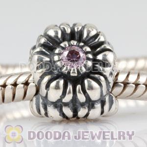 Sterling Silver October Birthday Charm Beads with CZ Stone