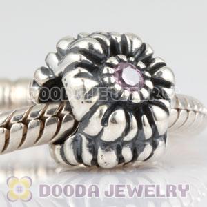 Sterling Silver October Birthday Charm Beads with CZ Stone