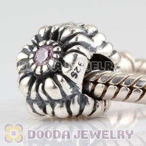 Sterling Silver October Birthday Charm Beads with CZ Stone