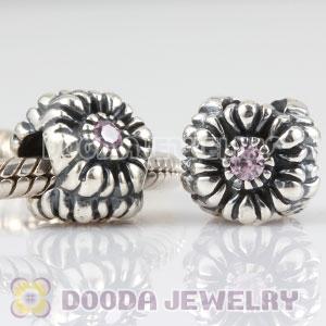 Sterling Silver October Birthday Charm Beads with CZ Stone