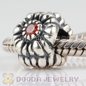 Sterling Silver November Birthday Charm Beads with CZ Stone