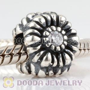 Sterling Silver April Birthday Charm Beads with CZ Stone