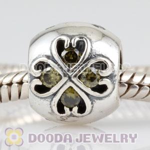 925 Sterling Silver August Birthstone Charm Beads with CZ Stone