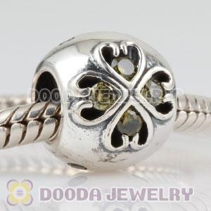 925 Sterling Silver August Birthstone Charm Beads with CZ Stone