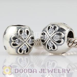 925 Sterling Silver April Birthstone Charm Beads with CZ Stone