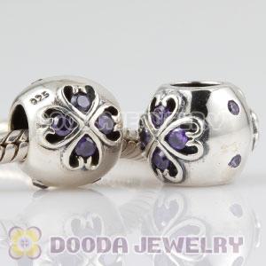 925 Sterling Silver February Birthstone Charm Beads with CZ Stone
