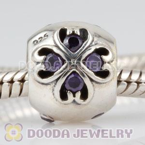 925 Sterling Silver February Birthstone Charm Beads with CZ Stone