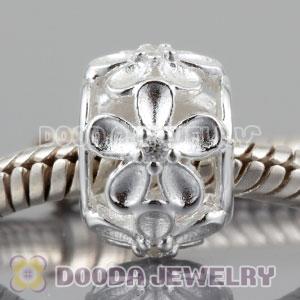 925 sterling silver Daisy charm Beads with clear Stone