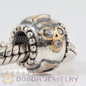 Antique Sterling Silver DAD charm beads with clear CZ stones