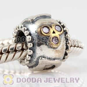 Antique Sterling Silver DAD charm beads with lovely pink CZ stones